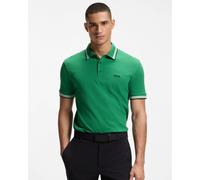 BOSS Green Paddy Mens Cotton-Piqué Polo Shirt with Contrast Logo - Bright Green