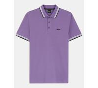 BOSS Green Paddy Mens Cotton-Piqué Polo Shirt with Contrast Logo - Bright Purple