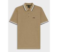 BOSS Green Paddy Mens Cotton-Piqué Polo Shirt with Contrast Logo - Medium Beige 266 - Medium Beige 266 - XL
