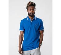 BOSS Green Paddy Mens Cotton-Piqué Polo Shirt with Contrast Logo - Medium Blue