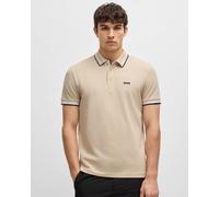 BOSS Green Paddy Mens Cotton-Piqué Polo Shirt with Contrast Logo - Open Beige 284 - Open Beige 284 - XXXL
