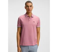 BOSS Green Paddy Mens Cotton-Piqué Polo Shirt with Contrast Logo - Open Pink 696 - Open Pink 696 - L