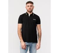 BOSS Green Paddy Pro Mens Cotton Blend Polo Shirt With Contrast Logos - Black - Size Medium