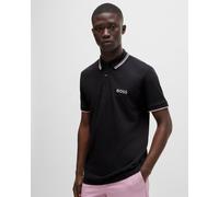 BOSS Green Paddy Pro Mens Cotton Blend Polo Shirt With Contrast Logos - Dark Blue - Size Large