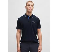 BOSS Green Paddy Pro Mens Cotton Blend Polo Shirt With Contrast Logos NOS - Dark Blue 402 - Dark Blue 402 - S