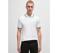 BOSS Green Paul Mens Short Sleeve Polo Shirt With Contrast Tipping NOS - White Cotton - Size Large