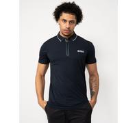 BOSS Green Philix Mens Slim Fit Zip-Neck Polo Shirt - Dark Blue Cotton - Size Medium