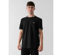 BOSS Green Taul Mens Stretch-Cotton T-Shirt with Stripes and Logo - Black 001 - M