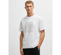 BOSS Green Tee Mens Interlock-Cotton T-Shirt with Circle Artwork - White 100 - White 100 - XL