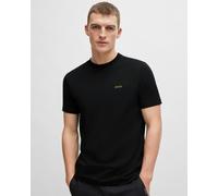 Men's BOSS Green Tee Mens Stretch Cotton T-Shirt with Contrast Logo NOS - Black - Size: 42/Regular