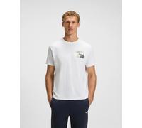 BOSS Green Zone Stripe Mens T-Shirt with Decorative Reflective Accents - White