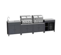 Boss Grill All Star Pro Modular Dual Fuel Outdoor Kitchen - Built-In Gas & Charcoal BBQ with Fridge - Black