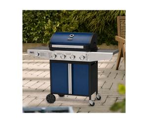 Boss Grill Kentucky Premium - 4 Burner Gas BBQ Grill with Side Burner - Blue