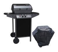 Boss Grill Louisiana - 2 Burner Gas BBQ Grill with Side Burner and Cover - Black