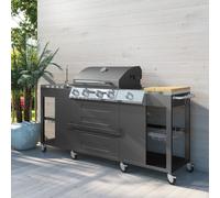 Boss Grill Texas Outdoor Kitchen - 4 Burner Gas BBQ Grill with Side Burner - Black