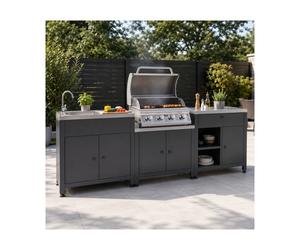 Boss Grill Texas Outdoor Kitchen - 4 Burner Gas BBQ Grill with Side Burner - Black
