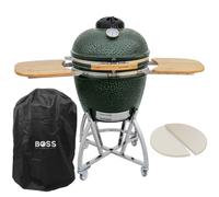 Boss Grill The Egg XL - 22 Inch Ceramic Kamado Style Charcoal Smoker BBQ Grill - In Green