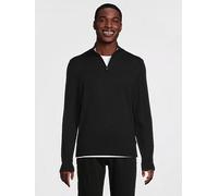 BOSS H-Hemarlo Regular Fit 1/4 Zip Knitted Jumper, Black, Size 2Xl, Men Black