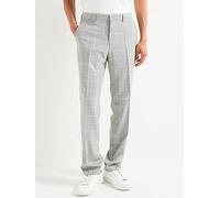 BOSS H-Jasper Regular Fit Wool Mix Check Suit Trousers, Grey, Size 48, Men Grey