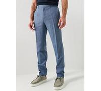 BOSS H-Leon Regular Fit Wool/Linen Mix Suit Trousers, Blue, Size 52=Uk36In, Men Blue