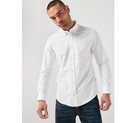 BOSS H-Liam Plain Regular Fit Oxford Shirt, White, Size M, Men White