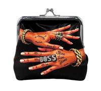 Boss Hands Leather Coin Purse for Women Compact Wallet with Lock Clasp Small Vintage Pouch for Cards Elegant Travel Change Bag Cute Stylish Clutch