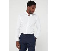 BOSS Hank Kent Slim Fit Shirt, White, Size 45=18In, Men White