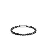 BOSS Hematite-bead cuff with logo closure - Style SPHERE BEADS, HB1580789 Black M