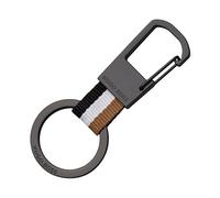 BOSS Signature-stripe key ring with dark-chrome accents - Style Key ring Iconic, 58122588 Dark Grey pcs.