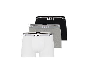 BOSS Hugo Men's 3-Pack Stretch Cotton Regular Fit Trunks, White/Gray/Black, XL
