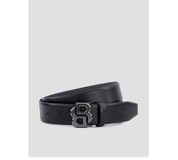 BOSS Icon-g Bb Plaque Leather Belt, Black, Size 105 Cms, Men Black