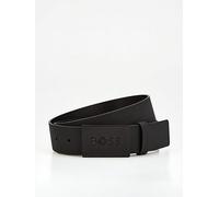 BOSS Icon Plate Logo 4cm Leather Belt- Black, Black, Size 85 Cms, Men Black