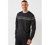 BOSS Iconic Chest Tape Loungewear Sweat, Black, Size 2Xl, Men Black