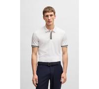 BOSS Interlock-cotton polo shirt with contrast tipping - Style Parlay 185, 50486186 White L