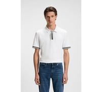 BOSS Interlock-cotton polo shirt with contrast tipping - Style Parlay 185, 50486186 White XL
