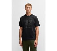 BOSS Interlock-cotton T-shirt with circle artwork - Style Tee Print Striped C, 50537845 Black L