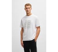 BOSS Interlock-cotton T-shirt with circle artwork - Style Tee Print Striped C, 50537845 White M