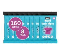 Boss it Rapid Stain Remover Wipes (8 x Packs of 20), Instant Stain Remover for Clothes, Carpets & Upholstery, Biodegradable & Plastic-Free - Boss it Laundry Wipes