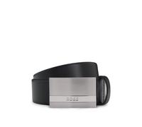 BOSS Italian-made leather belt with engraved plaque buckle - Style Baxton_Sz35, 50480955 Black 38