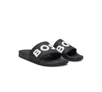 BOSS Italian-Made Raised Logo Sliders, Black - UK 10