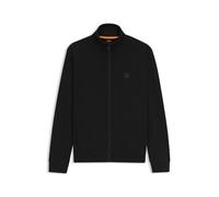 BOSS Mens Zestart Zip-up jacket in cotton terry with logo badge Black
