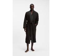 BOSS Jacquard cotton-blend gown with logo lapel - Style Waffle Kimono, 50469787 Black XL