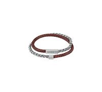 BOSS Jewelry Men's BLENDED Collection Leather & Steel Bracelet Brown - 1580149S