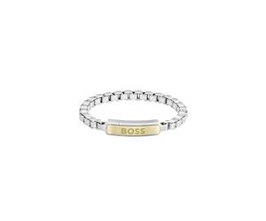BOSS Jewelry Men's DEVON Collection Chain Bracelet in Stainless Steel with an Engraved Plaque - 1580597M