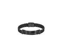 BOSS Jewelry Men's DYLAN Collection Bracelet with Black Braided Suede Leather and Details in Black Stainless Steel - 1580608M