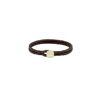 BOSS Brown braided-leather cuff with gold-tone closure - Style SEAL, HB1580667 Brown M