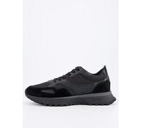 BOSS Jonah Mesh/suede Mono Print Runner- Black, Black, Size 8, Men Black