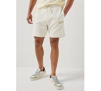 BOSS Jt Rubber Patch Logo Sweat Shorts, Off White, Size M, Men Off White