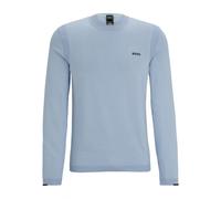BOSS Jumper Mens Blue Round Neck Pullover Knitwear With Logo - Ever-X Size L