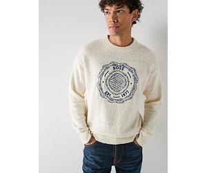 BOSS Kerbert Emblem Logo Knitted Jumper, White, Size L, Men White